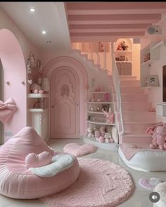 a room with pink walls and flooring in the shape of princess's castle