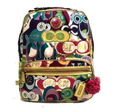 NICE Coach Limited Edition Poppy C Multicolor Collectible Backpack Book Bag WOW! Trendy Multicolor Backpack For Daily Use, Casual Coach Bags For School, Coach Backpack With Removable Pouch, Coach Backpack 2022, Coach Disney Backpack, Multicolor Retro Coach Bag, Coach Backpack With Adjustable Strap, Functional Coach Backpack For On-the-go, Trendy Multicolor Backpack For On-the-go