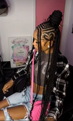 Braided Hairstyles Heart Shape, Cute Hairstylesblack Girl Braids, Hairstyles Braids Designs, Cute Braided Hairstyles Black Hair Knotless, Briads Ideas For Black Women, Birthday Hairstyles With Braids, Braids For Your Birthday, Blue Peekaboo Boho Braids, Weave Braids Hairstyles For Black Women