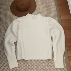 I Looove This I So Wish This Was My Sizewould Love To Trade 4smaller!! The Cozy Chic Comfy Puff Sleeve Sweater From Lovetree In Ivory (Stock Photo Looks White, But It’s More Ivory As Seen In The Last Picture Up Against A White Dresser)Nwt From A Local Boutique**Would Look Perfect W/The Berry/Ivory Plaid Scarf Also For Sale In My Closet White Puff Sleeve Sweater For Fall, Cream Puff Sleeve Top For Winter, White Puff Sleeve Tops For Winter, Argyle Cardigan, Maroon Hoodie, Tree Sweater, Argyle Sweater Vest, Puff Sleeve Sweater, White Dresser