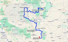 a map showing the route to new mexico and where you can take it for a hike