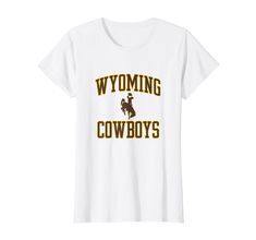 PRICES MAY VARY. Fan favorite Wyoming Cowboys women's apparel short sleeve shirt that is a great addition to any Wyoming fans wardrobe, making it a perfect gift for Christmas or graduation This Wyoming women's short sleeve shirt has a high quality digitally printed graphic perfect for any Cowboys fan that loves the classic design. Each shirt is officially licensed by The University of Wyoming Lightweight, Classic fit, Double-needle sleeve and bottom hem Cowboys Apparel, University Of Wyoming, Wyoming Cowboys, Cowboy Outfits, Short Sleeve Shirt Women, Gift For Christmas, Wyoming, Short Sleeve Shirt, Graphic Prints