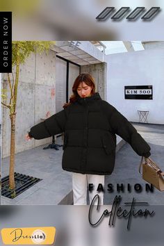 New Short Winter Jacket Women Warm Hooded Down Cotton Jacket Parkas Female Casual Loose Outwear Korean Cotton-padded Winter Coat Winter Streetwear Quilted Jacket With Long Sleeves, Winter Streetwear Long Sleeve Quilted Jacket, Long Sleeve Quilted Jacket For Streetwear In Winter, Winter Puffer Jacket With Padded Collar And Long Sleeves, Casual Long Sleeve Puffer Jacket For Cold Weather, Solid Casual Quilted Jacket With Long Sleeves, Casual Winter Parka With Padded Collar, Winter Wear Puffer Jacket With Padded Collar, Winter Puffer Jacket With Padded Collar