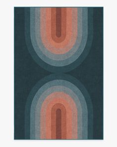 an abstract rug with two circles in the middle