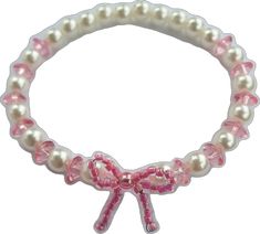 White Jewelry With Pink Bow For Party, White Party Jewelry With Pink Bow, Party Jewelry With Pink Bow In White, White Feminine Party Bracelets, Feminine White Bracelets For Party, White Feminine Bracelets For Party, Cute White Party Bracelets, Cute White Bracelets For Party, Bow Bracelet