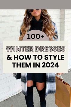 Winter Elegant Outfit Classy Chic, Winter Dresses With Boots, Stylish Winter Outfits, Winter Dress Outfits, Warm Dresses, Trendy Winter, Style Winter, Cute Winter Outfits