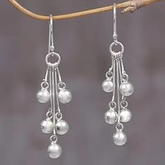 Sterling silver dangle earrings, 'Silver Time' - Sterling Silver Dangle Earrings from Indonesia | Dangle Earrings Silver Jewelry Diy, Bijoux Fil Aluminium, Beaded Earrings Diy, Gold Diamond Earrings, Silver Dangle Earrings, Gold Filled Earrings, Sterling Silver Dangle Earrings, Silver Jewelry Rings, Wire Earrings