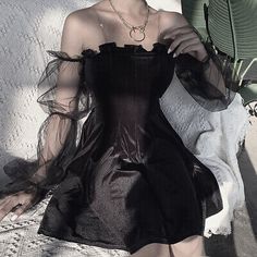 Find ideas๏ฟฝand inspiration for Women Dress Gothic Lolita Slim Mesh Tulle Pleated Sexy Strapless Party Clubwear, Fashion Women's Dresses 2020 Aesthetic, Gothic Dresses, Goth Outfit, Alt Clothes, Chique Outfits, Ruffles Fashion, Vintage Gothic, Vestidos Vintage, Gothic Dress