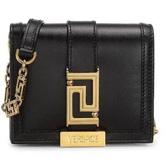 Versace Mini Greca Goddess In Black. *Nwt *Dust Protector *Retail: $895 Round Pouch, Versace Perfume, Versace Bag, Mini Hand Bag, Versace Handbags, Versace Bags, Wallet On Chain, Leather Belt Bag, Bag Trends