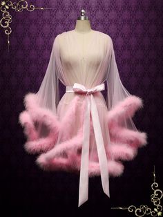 Honeymoon Robe, Fancy Robes, Short Hair Fringe, Bridal Honeymoon, Fur Dress, Wedding Robe, Pink Fur, Pink Lingerie, Fluffy Hair