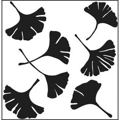 four leaf silhouettes are shown in black and white, each with different leaves on it