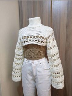 Crochet Wardrobe, Crochet Fits, Crochet Long Sleeve Tops, Crop Top Pattern, Crochet Sweater Pattern Free, Crochet Bolero, Crochet Tops Free Patterns