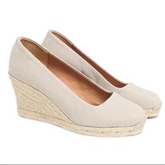 J.Crew Canvas Espadrille Wedges Size 7 Color Flax New In Box * Cushioned Footbed * Textile Upper * Jude, Rubber Sole * Imported Style No. Al003 Color May Be Slightly Different Due To Lighting. New To Poshmark? Use Code Leluxusa For $10 Off Your First Purchase! Closed Toe Wedge Sandals For Spring Workwear, Summer Workwear Wedge Sandals, Casual Closed Toe Wedge Sandals For Work, Box Cushion, Espadrille Wedge, Espadrille Shoes, Espadrilles Wedges, Rubber Sole, Espadrilles