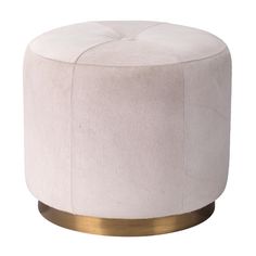 a white stool with gold trimmings and a round foot rest on the top