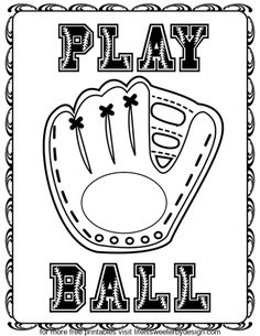 a baseball glove with the word play ball on it and an image of a mitt