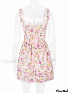 Olivia Mark - Open Neck Sleeveless Floral Print Mini Dress Summer Sleeveless Cotton Dress With Lining, Sleeveless Maxi Dress For Summer Garden Party, Casual Sleeveless Mini Dress For Garden Party, Lined Sleeveless Dress For Spring And Summer, Fitted Sleeveless Sundress For Garden Party, Fitted Cotton Sleeveless Dress For Vacation, Pink Floral Print Mini Sleeveless Dress, Floral Print Sleeveless Mini Dress For Spring, Sleeveless Floral Print Mini Dress For Summer