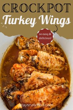 crock pot turkey wings with text overlay