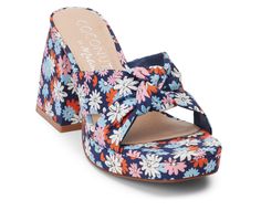 Fabric upper or Synthetic upper, Easy slip on entry,3.5\ chunky block heel / platform, Open round toe, Lightly padded footbed, Man made outsole, Crisscross upper straps with knotted detail | Women's Coconuts by Matisse Esme Dress Sandals in Navy Floral Size 6 Floral Heels, Platform Block Heels, Platform Heels Chunky, Chunky Block Heels, Platform Heel, Chunky Platform, Style And Grace, Western Cowboy Boots, Athletic Sneakers