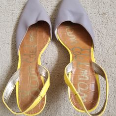 Nwot Sam Edelman Leather Taupe Heel. Size 8. No Defects. Yellow Low Heel Casual Heels, Casual Yellow Low Heel Shoes, Casual Yellow Low Heel Heels, Yellow Leather Heels With Cushioned Footbed, Yellow Synthetic Slip-on Heels, Casual Yellow Pointed Toe Heels, Casual Yellow Heels With Pointed Toe, Yellow Low Heel Leather Heels, Yellow Heels With Heel Strap And Medium Width