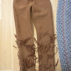 Crazy Train Western Pants-Jeans Women's Size Small Brown Suede Like Material Elastic Back Waist-Pull On Fringe On Lower Leg Brand New With Tags! Western Pants, Fringe Pants, Crazy Train, Lower Leg, Suede Fringe, Pants Jeans, Brown Fashion, Brown Suede, Jeans Pants