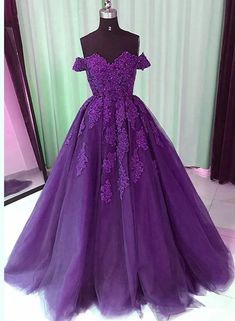 Dark Purple Quinceanera Dresses, Prom Masquerade, Junior Prom Dress, Purple Evening Gown, Purple Ball Gown, Dress With Applique, Purple Tulle, Purple Evening Dress, Purple Wedding Dress