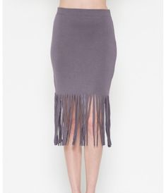 Bottom Fringe Skirt Gray Midi Skirt, Skirt With Fringe, Fringe Skirt, Women Skirts Midi, Body Suit, Skirts For Sale, Jersey Fabric, Tie Dye Skirt, Light Gray