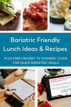 Are you looking for quick and easy lunch ideas for your bariatric diet? Whether you recently underwent gastric sleeve, bypass, duodenal switch, band or SIPS surgery, these protein-focused, low carb lunch recipes are specifically designed to nourish and energize you throughout the day. From quick salads to full meals, delicious low carb lunches will become your favorite part of the day! Plus, grab your Bariatric Food Coach freebie for Frozen "TV Dinners" Guide for quick Bariatric Meals. Bariatric Lunch Ideas, Lunch Ideas Recipes, Bariatric Lunch, Recipes Using Pork, Low Carb Burger