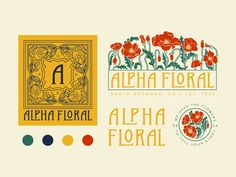 some type of logo designed for a flower shop with flowers on the front and side