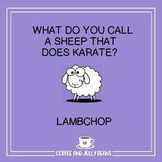 a cartoon sheep with the words lamb chop on it's face and coffee cup in front