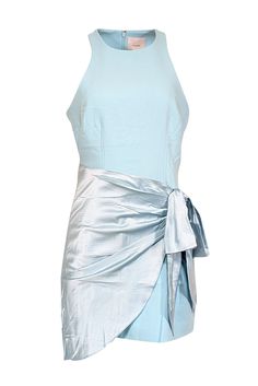 Current Boutique-Cinq a Sept - Seaglass Blue Gathered Silk Dress w/ Bow Sz 10 Silver Strappy Heels, Cinq A Sept, Silver Heels, Gathered Skirt, Jewel Neck, Classic Beauty, Chic Dress, Sea Glass, Silk Dress