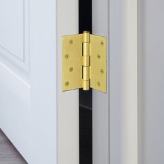 The Design House Door Hinge is 4-inches with a square corner, comes in a 3-pack, and features a classic satin brass finish that blends seamlessly with any residential wooden door. Each hinge is crafted with durable steel for enhanced reliability and long-lasting usage, perfect for keeping residential doorways secure. This 3-pack includes mounting screws for simple installation and a removable pin to remove the door without unscrewing the hinge. This product is functional, effective, and designed Parliament Hinge Door, Offset Hinges Doors, Interior Doors With Hidden Hinges, Art Deco Door Hinges, Interior Hinged Doors, Squeaky Hinges Doors, Sliding Door Hinges, Painting Door Hinges Without Removing, Paint Hinges On Door