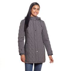 Stay cozy when cold weather hits wearing this women's quilted walker jacket from Weathercast. Stay cozy when cold weather hits wearing this women's quilted walker jacket from Weathercast. Water resistant shell Removable, snap off hood Zipper front Long sleeves 2 zipper pocketsFIT & SIZING Outer drawstring waistband Designed to hit above the knees MidweightFABRIC & CARE Polyester Machine wash - Delicate Imported Size: Medium. Color: Charcoal. Gender: female. Age Group: adult. Stay Cozy, Drawstring Waistband, Above The Knee, Front Zipper, Cold Weather, Gender Female, Age Group, Women's Clothing, Women's Fashion