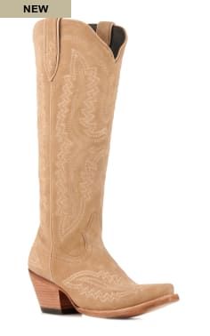 Ariat Women's Casanova Truly Taupe Suede Snip Toe Tall Cowboy Boots Wide Calf Knee-high Boots For Rodeo In Winter, Knee-high Boots For Ranch In Winter, Fall Snip Toe Knee-high Boots For Rodeo, Snip Toe Knee-high Boots For Rodeo And Fall, Western-themed Knee-high Heeled Boots For Winter, Wide Calf Leather Knee-high Boots For Ranch, Country Style Heeled Boots For Fall, Country Style Fitted Heeled Boots For Fall, Western Wide Calf Knee-high Boots