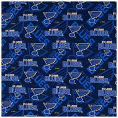 the blue and yellow hockey team fabric has been made to look like it is on display