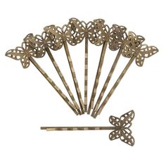 Bobby pin-style hair clips have a steel base with a soldered antique brass-plated brass butterfly decoration. Brass Butterfly, Butterfly Decoration, Bobby Pin, Fire Mountain Gems And Beads, Fire Mountain, Fire Mountain Gems, Butterfly Decorations, Style Hair, Everyday Jewelry