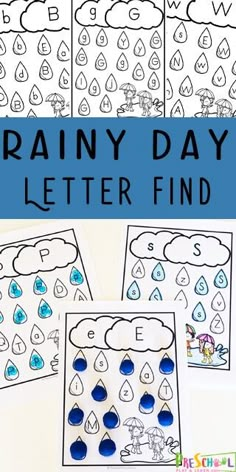 rainy day letter finder printable worksheet for preschool