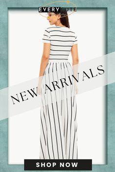 Black Striped White Short Sleeve Maxi Dress Casual Striped A-line Maxi Dress, Casual Fitted Striped Maxi Dress, Casual Striped Fitted Maxi Dress, Striped Fitted A-line Maxi Dress, Fitted Striped Short Sleeve Maxi Dress, Fitted Striped Maxi Dress With Short Sleeves, Short Sleeve Maxi Dress, Short Sleeve Maxi Dresses, Sleeve Maxi Dress