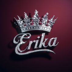 a crown that is sitting on top of a red background with the word erika