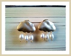 Cloud with Pearl Stud Earrings Drop Dangle Glass by LaLaCrystal, $20.50 Pearl Gold Earrings, Cloud Necklace, Grandmother Jewelry, Water Pearl Necklace, Pearl Jewelry Set, Birthday Gift For Mom, Freshwater Pearl Earrings, Pearl Jewelry Sets, Gold Pearl Necklace