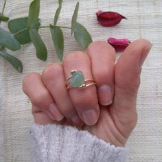 Adjustable Minimalist Emerald Open Ring, Handmade Green Stackable Rings For Gift, Hand Wrapped Green Ring For Gift, Jade Rings With Natural Stones For Gift, Minimalist Adjustable Emerald Ring, Gift Rings With Natural Jade Stones, Adjustable Green Crystal Dainty Ring, Minimalist Adjustable Green Emerald Ring, Adjustable Elegant Jade Rings