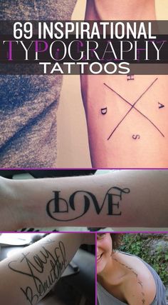 there are many different tattoos on the arm and arms, including one that says love