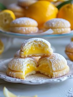 lemon filled pastries stacked on top of each other