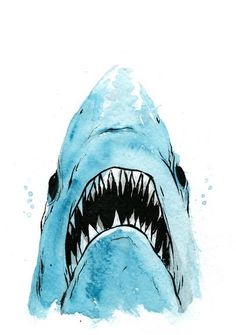 a drawing of a shark with its mouth open