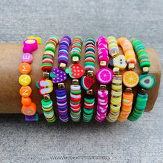 a bunch of bracelets that are sitting on a table