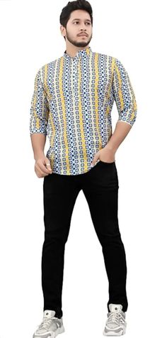 Kurta Short, Eid Festival, Short Kurta, Ethnic Looks, Indian Outfit, Running Clothes, Full Sleeve, Rainbow Colors, Printed Shorts