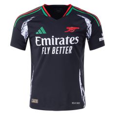 the new adidas jersey for the emirates fly better soccer team is shown in black and green