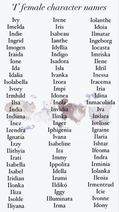 Girl names beginning in the letter ‘I’. Character Names Ideas With Meaning, Royalty Names Daughters, British Female Names, British Last Names For Characters, Mythical Female Names, Medieval Fantasy Names, Main Character Names Female, Dnd Names Female