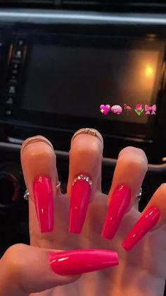 Valentines Day Nails Fuschia, Aqua Nails, Acrylic Nails Coffin Pink, Ballerina Nails, Bling Acrylic Nails, Pink Nail, Pink Acrylic Nails, Acrylic Nails Coffin