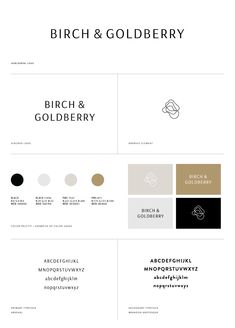 the brand identity and logo design for birch & goldbergby, which has been designed by an