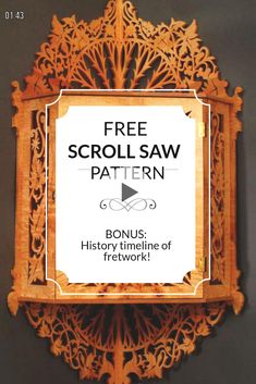 the free scroll saw pattern is displayed in front of a sign that reads,'free scroll saw pattern '